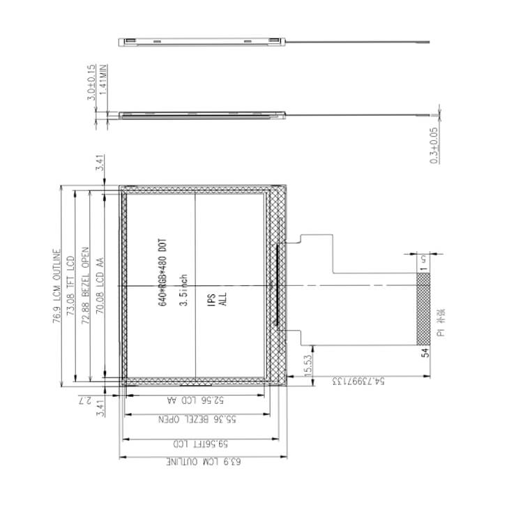 Custom lcd competitive price 3.5 inch IPS HD screen Full view screen ...