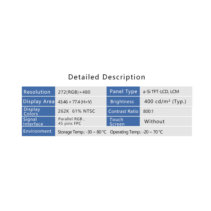 New Original TFT3P7098-E 3.5 Inch Transmissive LCD Panel 272x480 ...